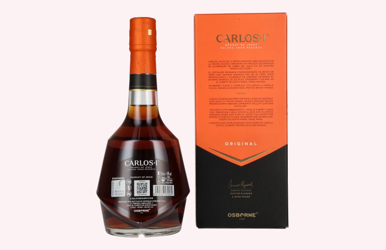 Carlos I Brandy de Jerez Solera Gran Reserva Sherry Casks 40% Vol. 0,7l en boîte cadeau