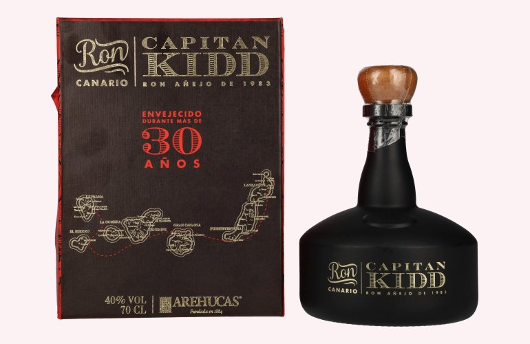 Ron Arehucas CAPITAN KIDD 30 Años Ron Canario 40% Vol. 0,7l in Giftbox