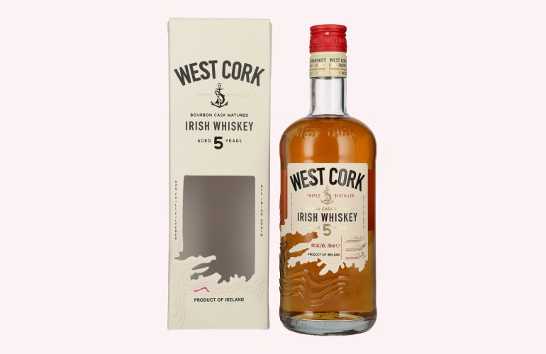 West Cork 5 Years Old Bourbon Cask Irish Whiskey 40% Vol. 0,7l en boîte cadeau