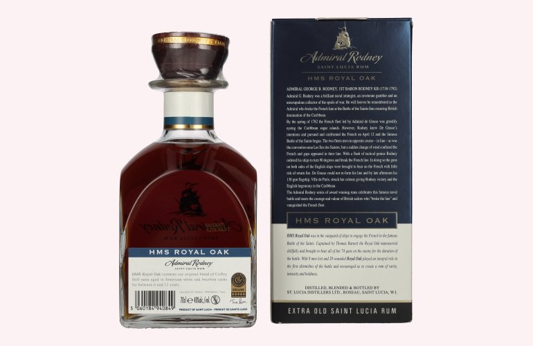 Admiral Rodney HMS ROYAL OAK Extra Old Saint Lucia Rum 40% Vol. 0,7l in geschenkverpakking