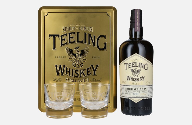 Teeling Whiskey SMALL BATCH Irish Whiskey Rum Cask 46% Vol. 0,7l in Tinbox mit 2 Gläsern