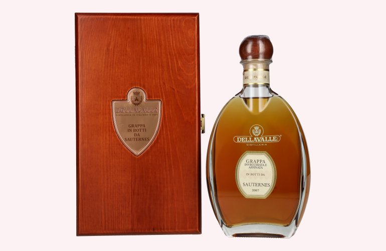 Dellavalle Grappa Affinata in botti da SAUTERNES 2007 42% Vol. 0,7l in Holzkiste