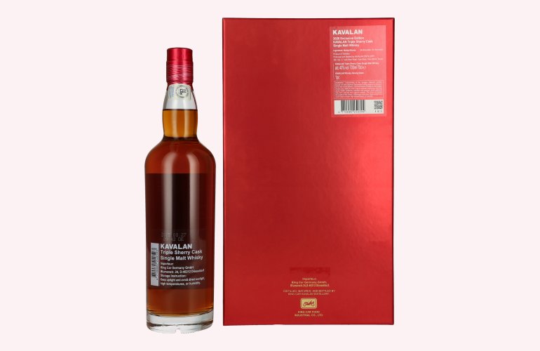 Kavalan Triple Sherry Cask Matured Lunar Horse New Year 2026 40% Vol. 0,7l in geschenkverpakking met Nosing Glas