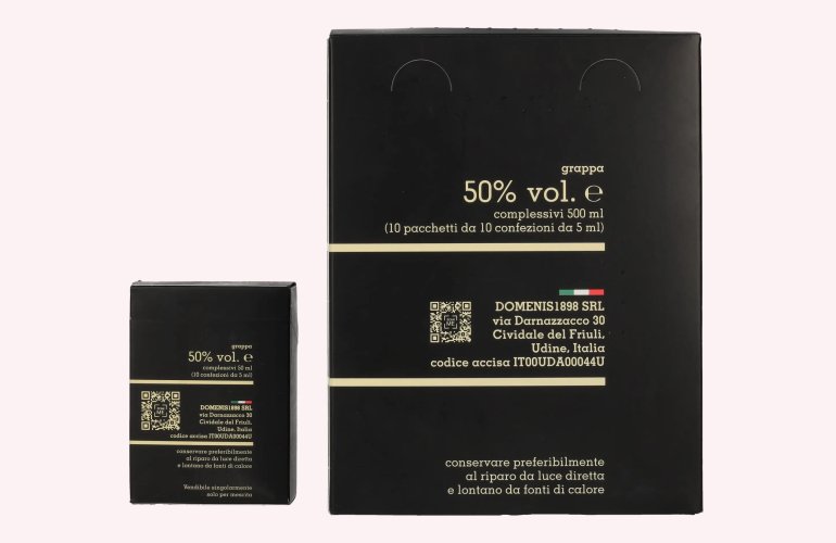 Domenis 1898 STORICA NERA Grappa 50% Vol. 10x10x0,005l en boîte cadeau