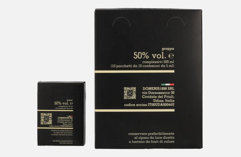 Domenis 1898 STORICA NERA Grappa 50% Vol. 10x0,05l in geschenkverpakking