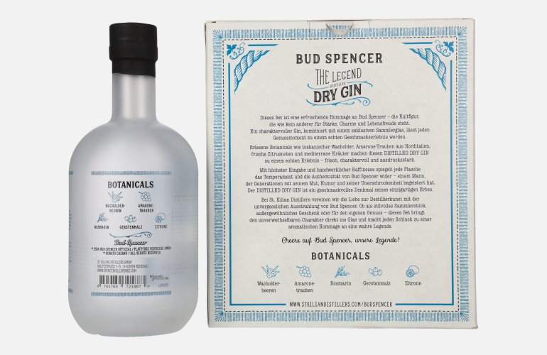 Bud Spencer THE LEGEND Dry Gin 41,3% Vol. 0,7l en boîte cadeau avec Verre