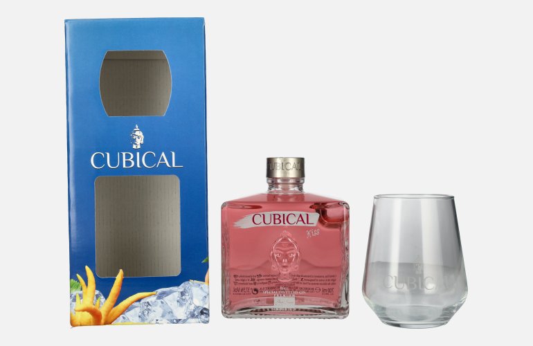 Cubical KISS Special Distilled Gin 37,5% Vol. 0,7l in geschenkverpakking met Glas