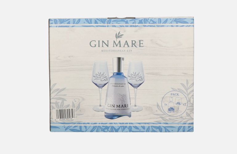 Gin Mare Mediterranean Gin 42,7% Vol. 0,7l in geschenkverpakking met 2 Bril