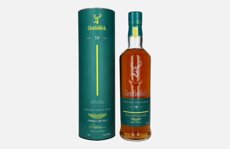 Glenfiddich 19 Years Old ASTON MARTIN FORMULA ONE TEAM Single Malt Scotch Whisky 43% Vol. 0,7l en boîte cadeau