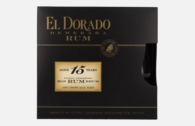 El Dorado 15 Years Old Finest Demerara Rum SPECIAL RESERVE 43% Vol. 0,7l in geschenkverpakking met 2 Bril