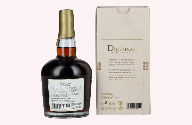 Dictador JERARQUÍA 40 Years Old FINO Rum 1980 43% Vol. 0,7l in Geschenkbox
