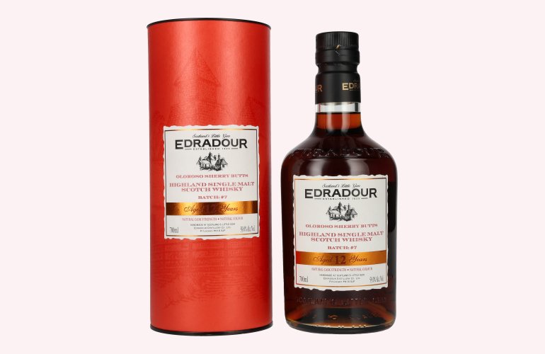 Edradour 12 Years Old Oloroso Sherry Single Malt Whisky Natural Cask Strength #7 59% Vol. 0,7l in geschenkverpakking