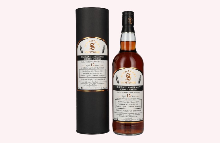 Signatory Vintage GLEN GARIOCH 12 Years Old 1st Fill Oloroso Sherry Butt Finish Cask # 3 54,4% Vol. 0,7l en boîte cadeau