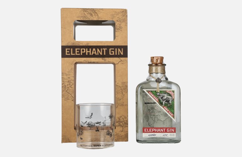 Elephant London Dry Gin 45% Vol. 0,5l in Geschenkbox mit Glas