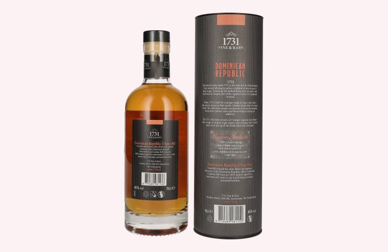1731 Fine & Rare DOMINICAN REPUBLIC 5 Years Old Single Origin Rum 46% Vol. 0,7l en boîte cadeau