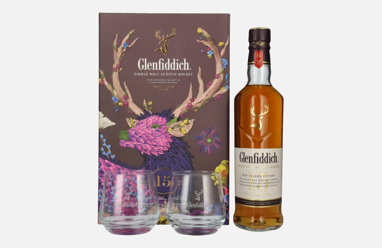 Glenfiddich 15 OUR SOLERA Single Malt Scotch Whisky 40% Vol. 0,7l in Giftbox with 2 glasses