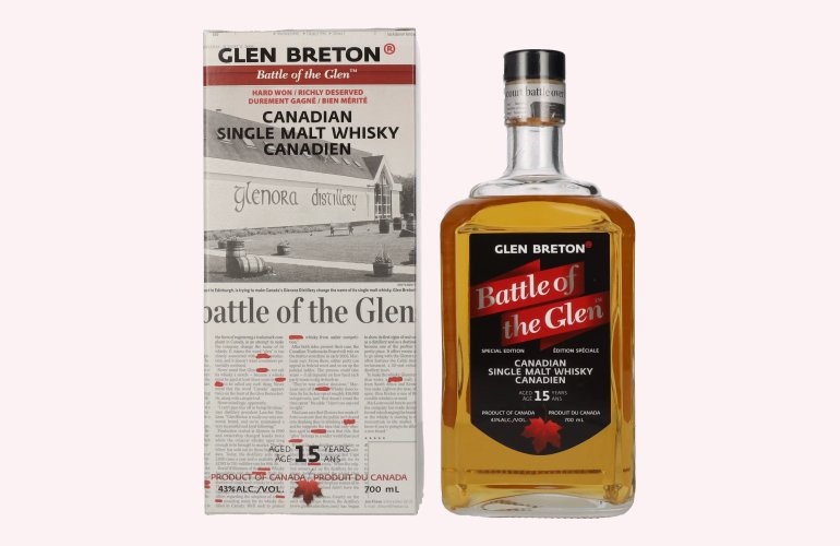 Glen Breton Battle of the Glen 15 Years Old Canadian Single Malt Whisky 43% Vol. 0,7l in Giftbox