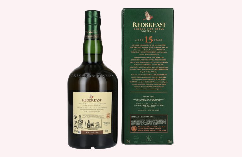 Redbreast 15 Years Old Single Pot Still Irish Whiskey 46% Vol. 0,7l in Geschenkbox