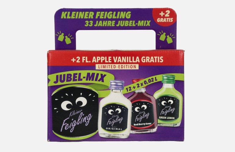 Kleiner Feigling Jubel-Mix 15,4% Vol. 12x0,02l mit 2 Flaschen Apple Vanilla 0,02l