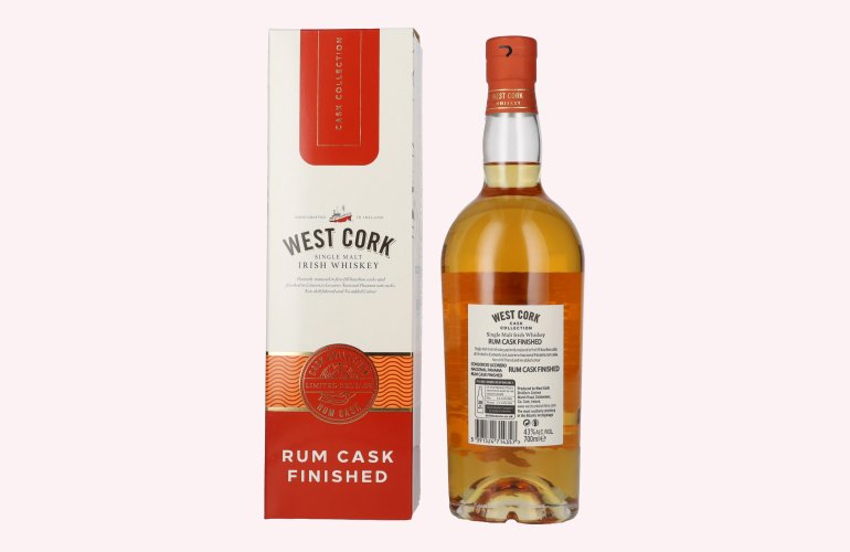 West Cork Irish Whiskey Rum Cask Finished 43% Vol. 0,7l en boîte cadeau