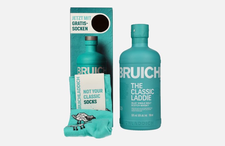 Bruichladdich THE CLASSIC LADDIE Scottish Barley Unpeated Islay Single Malt 50% Vol. 0,7l en boîte cadeau avec Socken