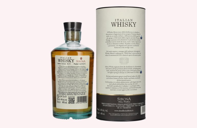 Sibona PREMIUM BLEND WITH PEATED MALT Italian Whisky 44% Vol. 0,7l in Giftbox