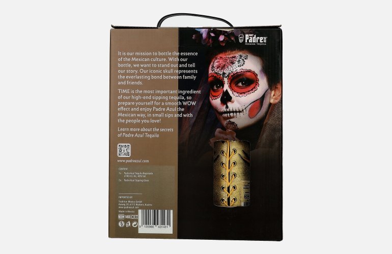 Padre Azul Super Premium Tequila Reposado 100% Agave 40% Vol. 0,7l in geschenkverpakking met 2 Bril