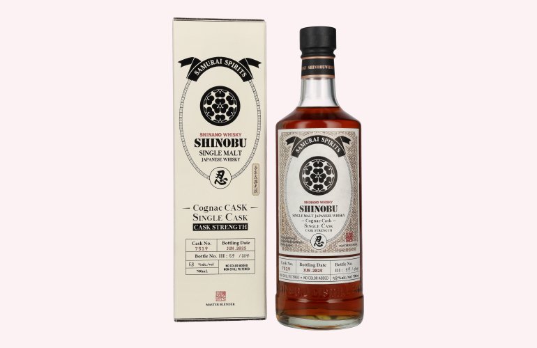 Shinobu Japanese Single Malt Chōsokabe Motochika Cognac Cask 58% Vol. 0,7l en boîte cadeau