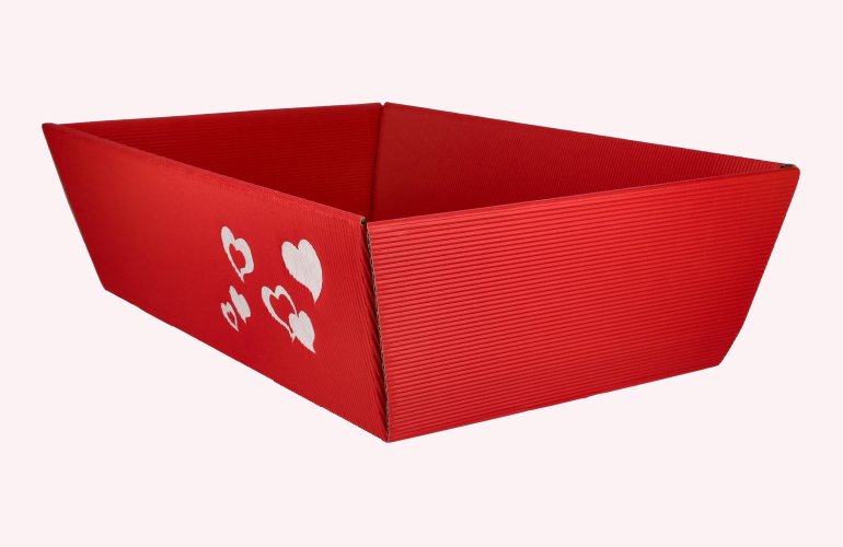 Präsentkorb Viereck ROT met Herzen