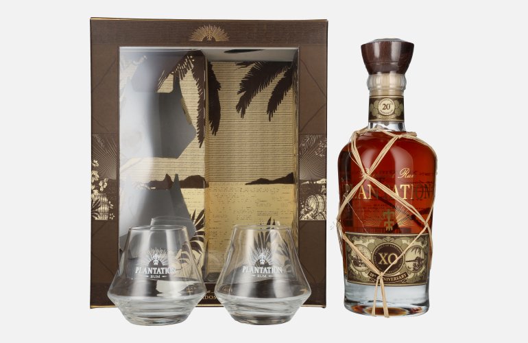 Plantation Rum BARBADOS XO 20th Anniversary 40% Vol. 0,7l en boîte cadeau avec 2 Verres