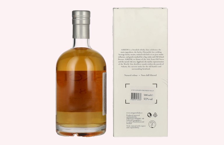 ASKEIM 8 Years Old Golden Promise Swedish Single Malt Whisky 57,7% Vol. 0,5l in Geschenkbox