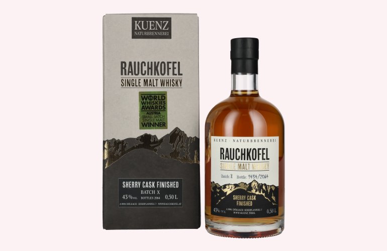 Kuenz Naturbrennerei Rauchkofel Single Malt Whisky Sherry Cask Finished 43% Vol. 0,5l en boîte cadeau