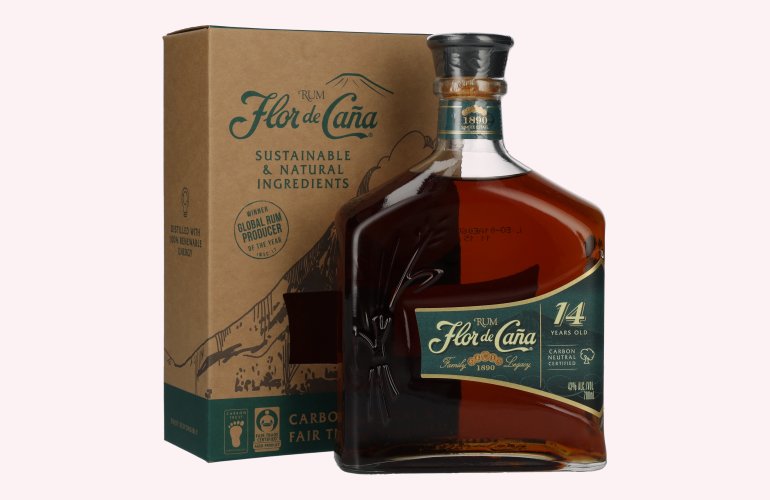 Flor de Caña 14 Years Old Rum 43% Vol. 0,7l in geschenkverpakking