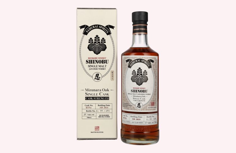 Shinobu Japanese Single Malt Toyotomi Hideyoshi Mizunara Oak 57% Vol. 0,7l en boîte cadeau