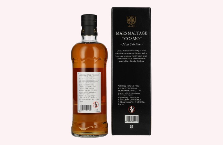 Mars Maltage COSMO Malt Selection Blended Malt Japanese Whisky 43% Vol. 0,7l en boîte cadeau