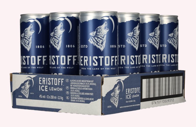 Eristoff Ice Lemon 4% Vol. 12x0,25l Dosen Pfand