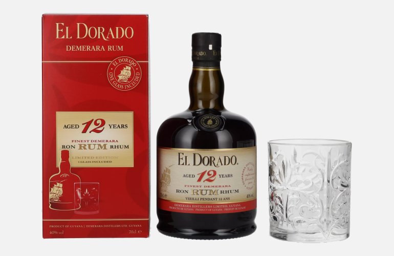 El Dorado 12 Years Old Finest Demerara Rum 40% Vol. 0,7l in Geschenkbox mit Tumbler