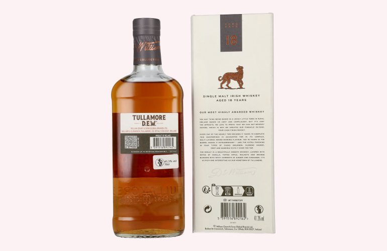 Tullamore D.E.W. 18 Years Old Single Malt Irish Whiskey 41,3% Vol. 0,7l in geschenkverpakking