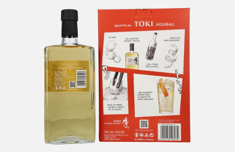 Suntory TOKI Blended Japanese Whisky 43% Vol. 0,7l en boîte cadeau avec Highball Verre