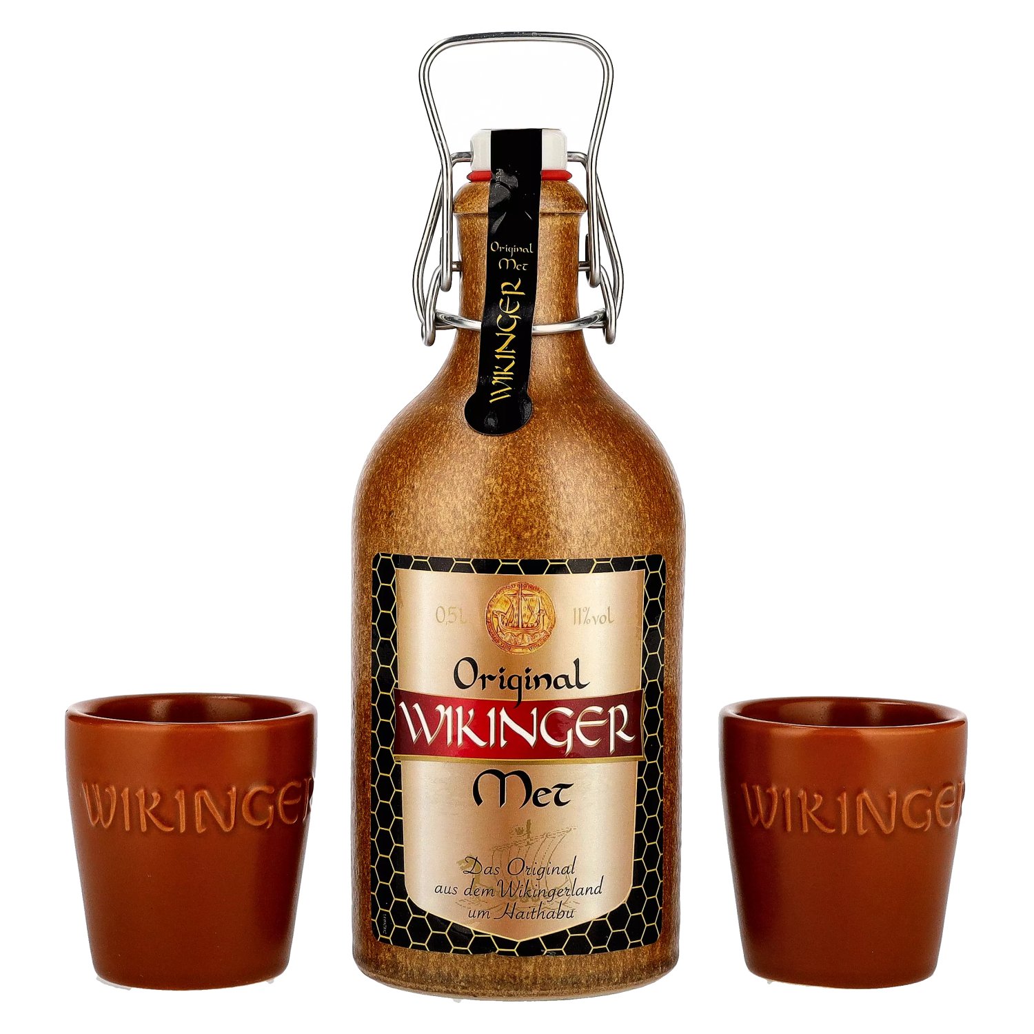 Wikinger Met Original 11% Vol. 0,5l im Tonkrug mit 2 Tonbechern