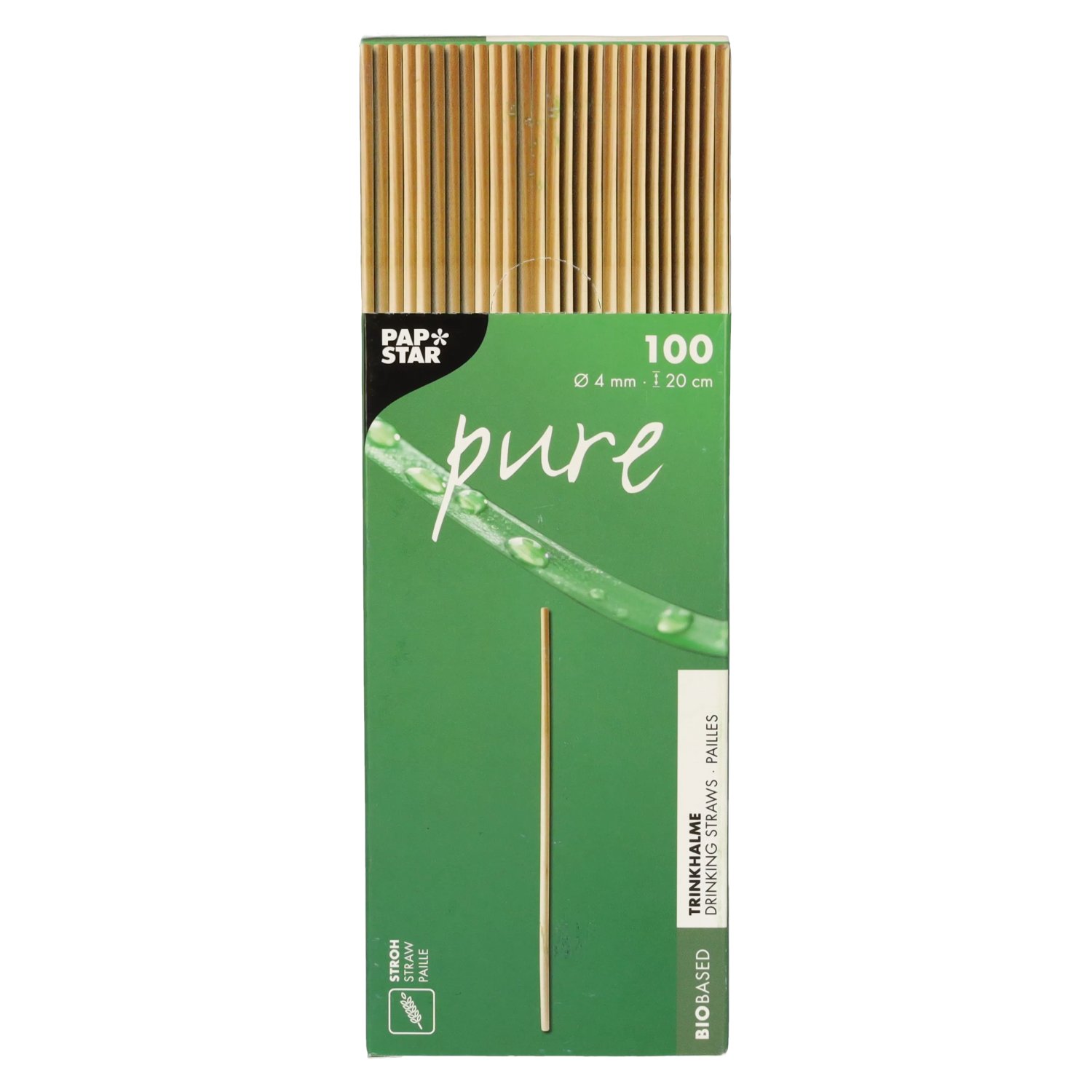 Bio-Strohhalme aus Stroh 20 cm 100 Stück