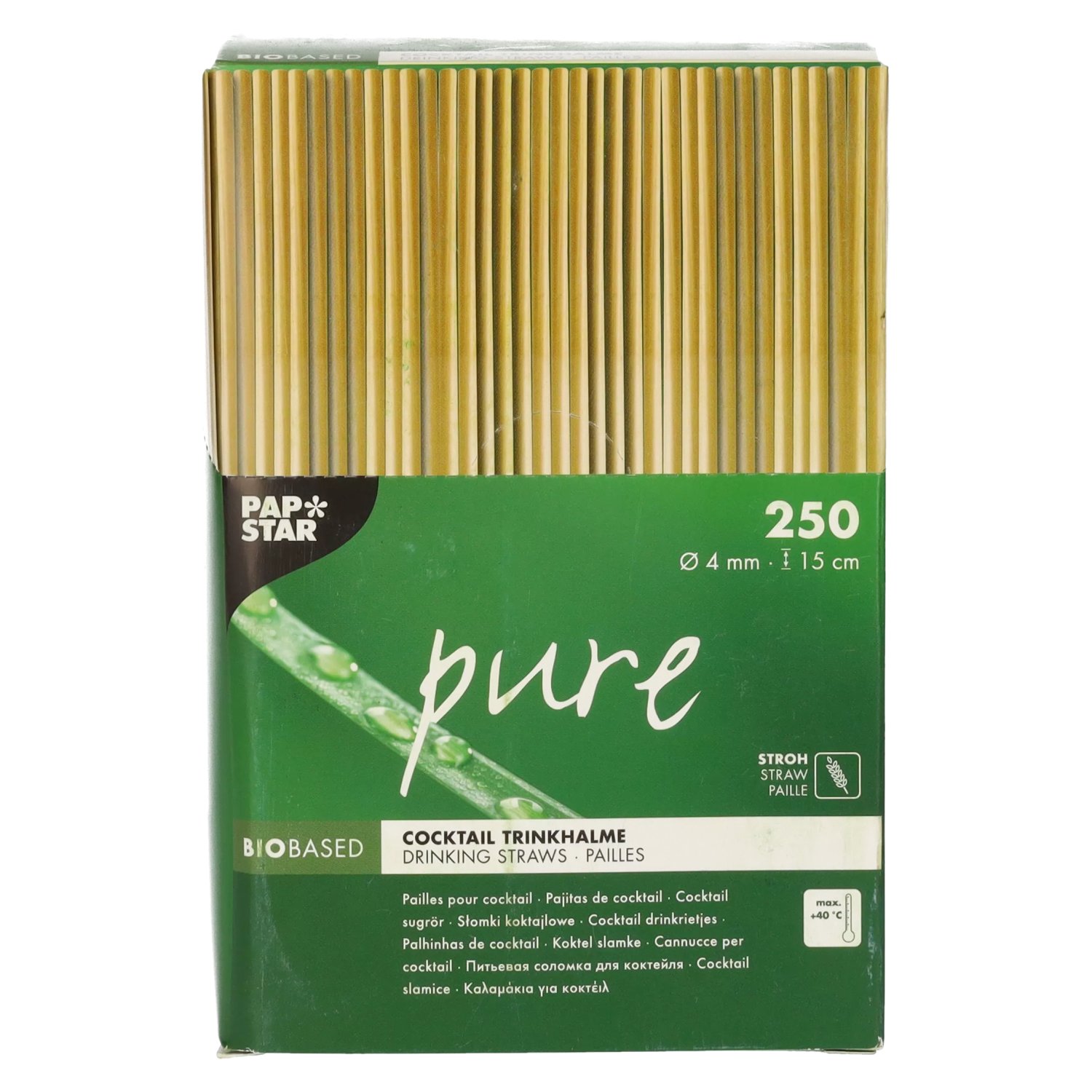 Bio-Strohhalme aus Stroh 15 cm 250 Stück