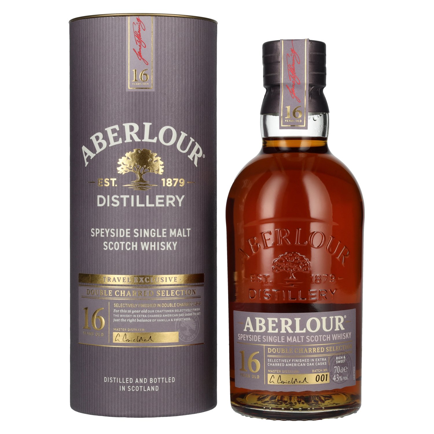 Aberlour 16 Years Old DOUBLE CHARRED SELECTION Travel Exclusive Speyside Single Malt 43% Vol. 0,7l in Geschenkbox