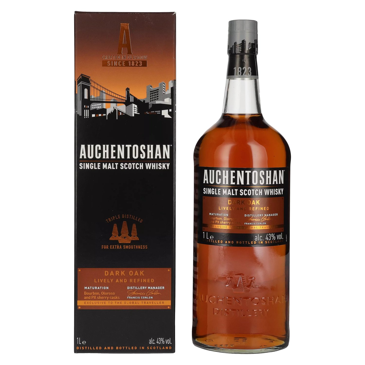 Auchentoshan DARK OAK Single Malt Scotch Whisky 43% Vol. 1l in Geschenkbox