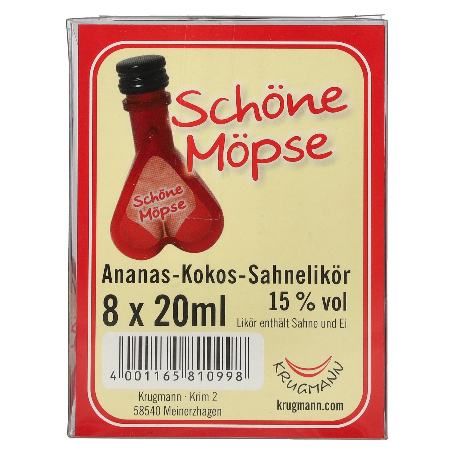 Schöne Möpse Ananas-Kokos Sahnelikör 15% Vol. 8x0,02l PET