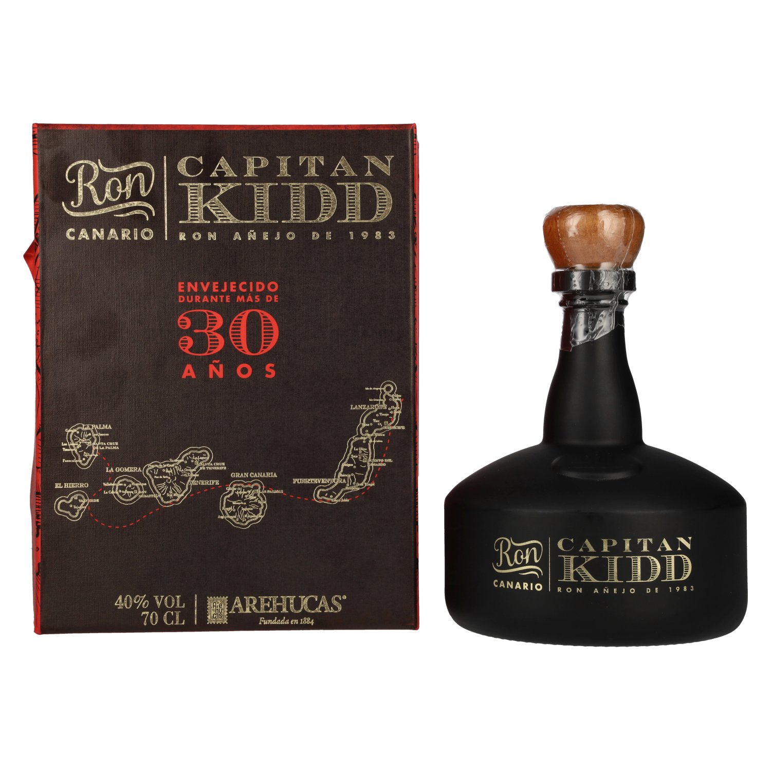 Ron Arehucas CAPITAN KIDD 30 Años Ron Canario 40% Vol. 0,7l in Geschenkbox