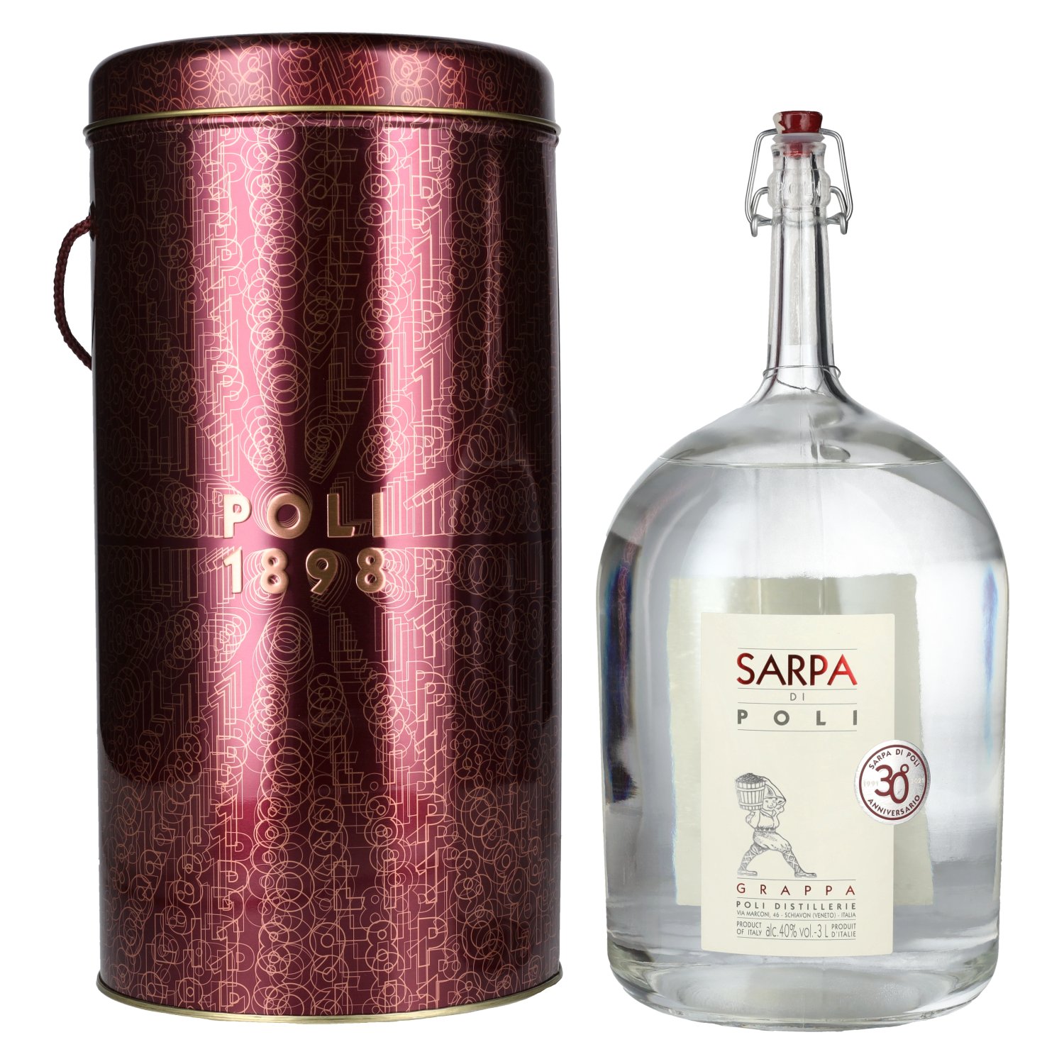 Poli Grappa Sarpa di Poli 40% Vol. 3l in Tinbox