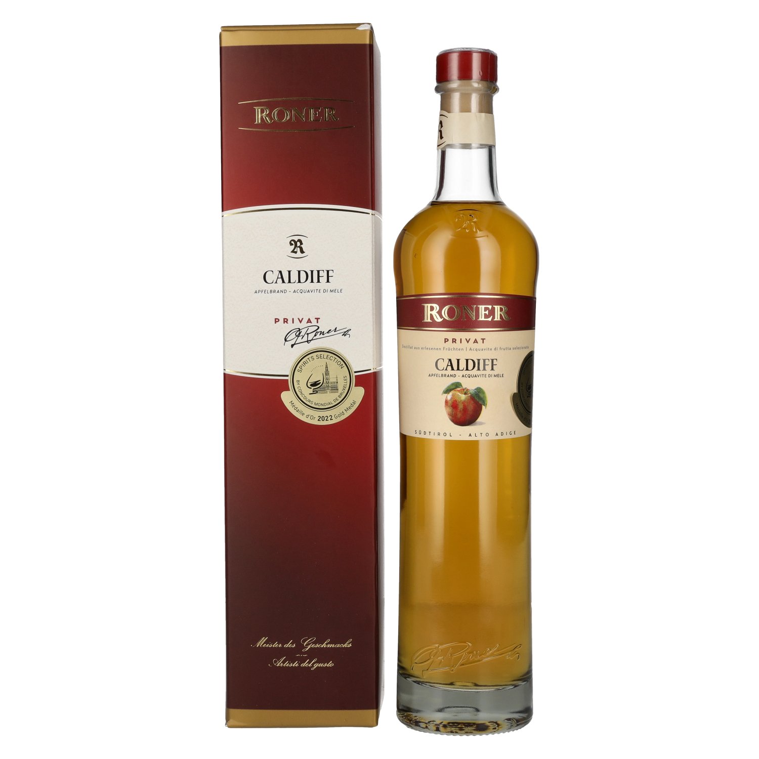 Roner Caldiff Privat Apfelbrand 43% Vol. 0,5l in Geschenkbox
