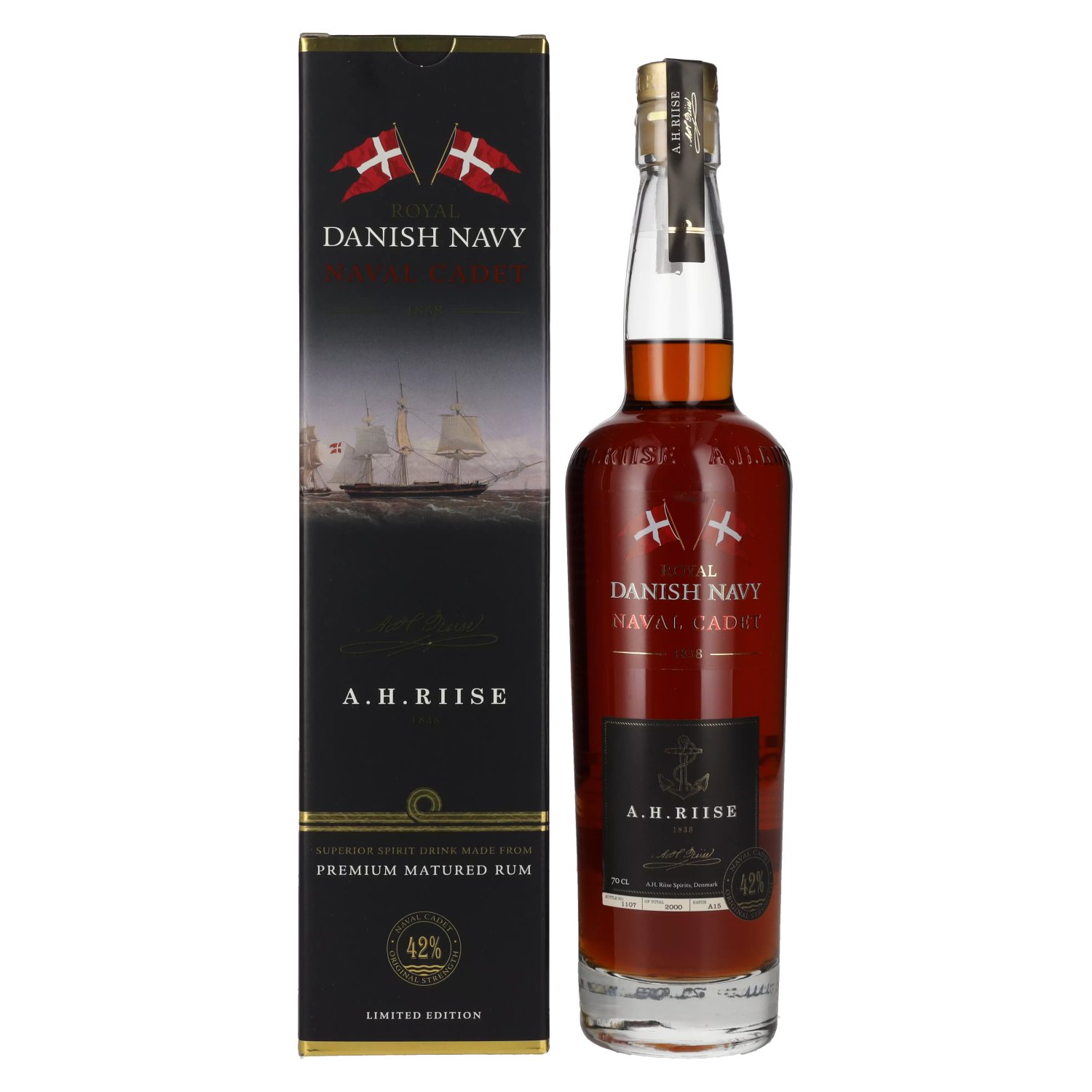 A.H. Riise Royal DANISH NAVY NAVAL CADET Superior Spirit Drink 42% Vol. 0,7l in Geschenkbox